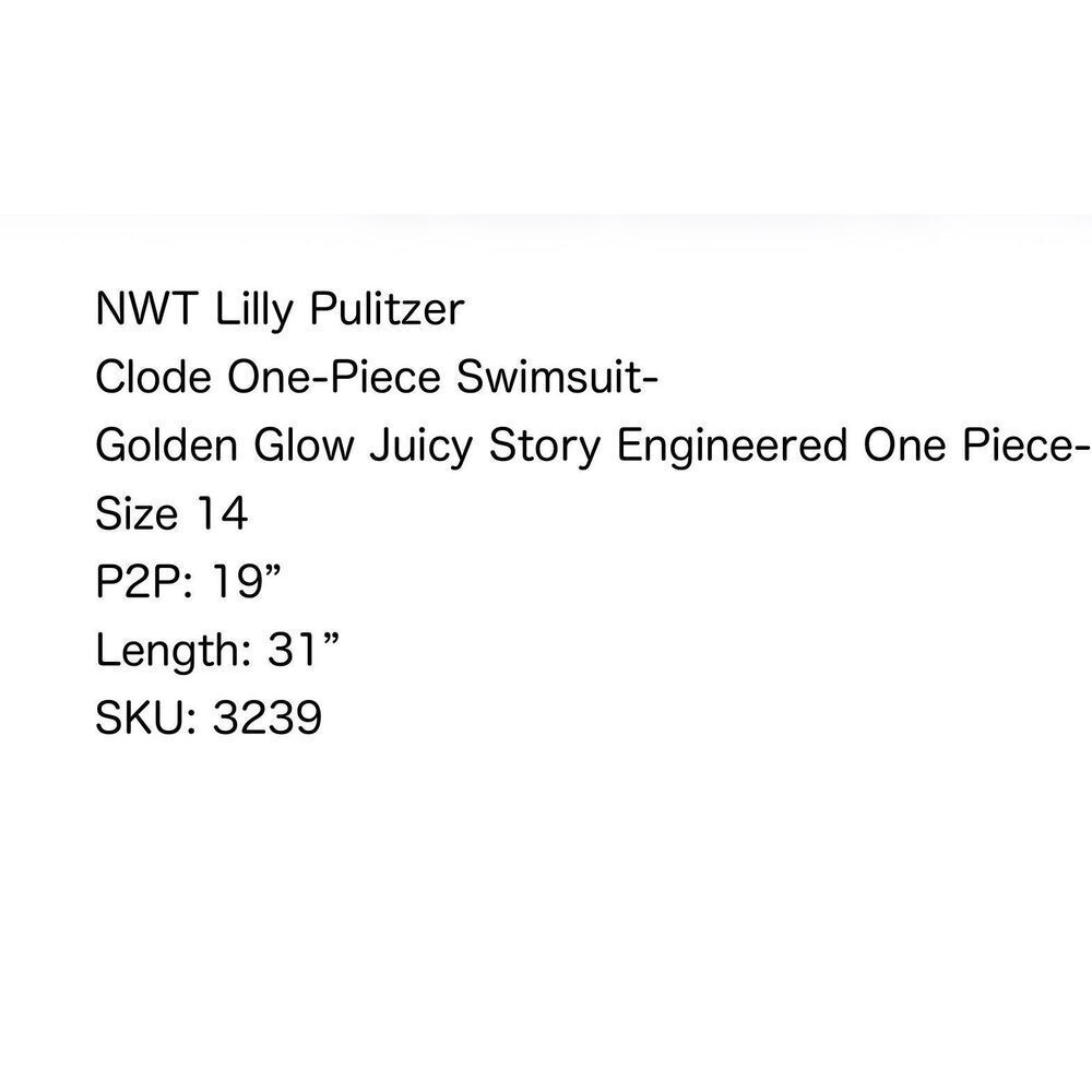 NWT Lilly Pulitzer Clode One-Piece Swimsuit- Golden Glow Juicy Story Engineered - Picture 7 of 7